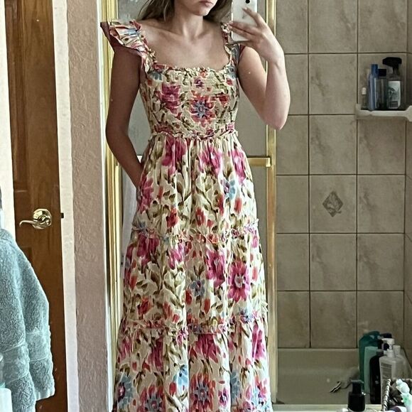 House of Harlow 1960 cotton printed tiered ruffle dress - Picture 2 of 9